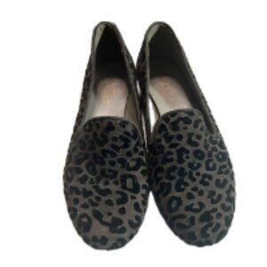 Sesto Meucci Shoes Loafers Suede Women Size 7X Narrow Animal Print Made in Italy